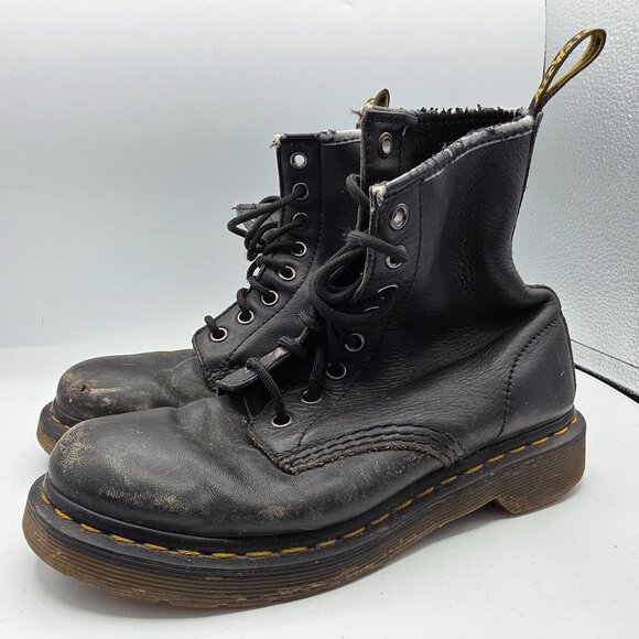Dr. Martens Womens Size 6 Black Leather Combat Boots Casual Walking Outdoors - Picture 3 of 14